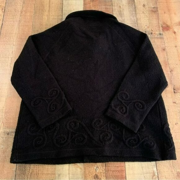 Carraigdonn women's size XL Wool Open sweater top with celtic woven design black - Picture 8 of 8